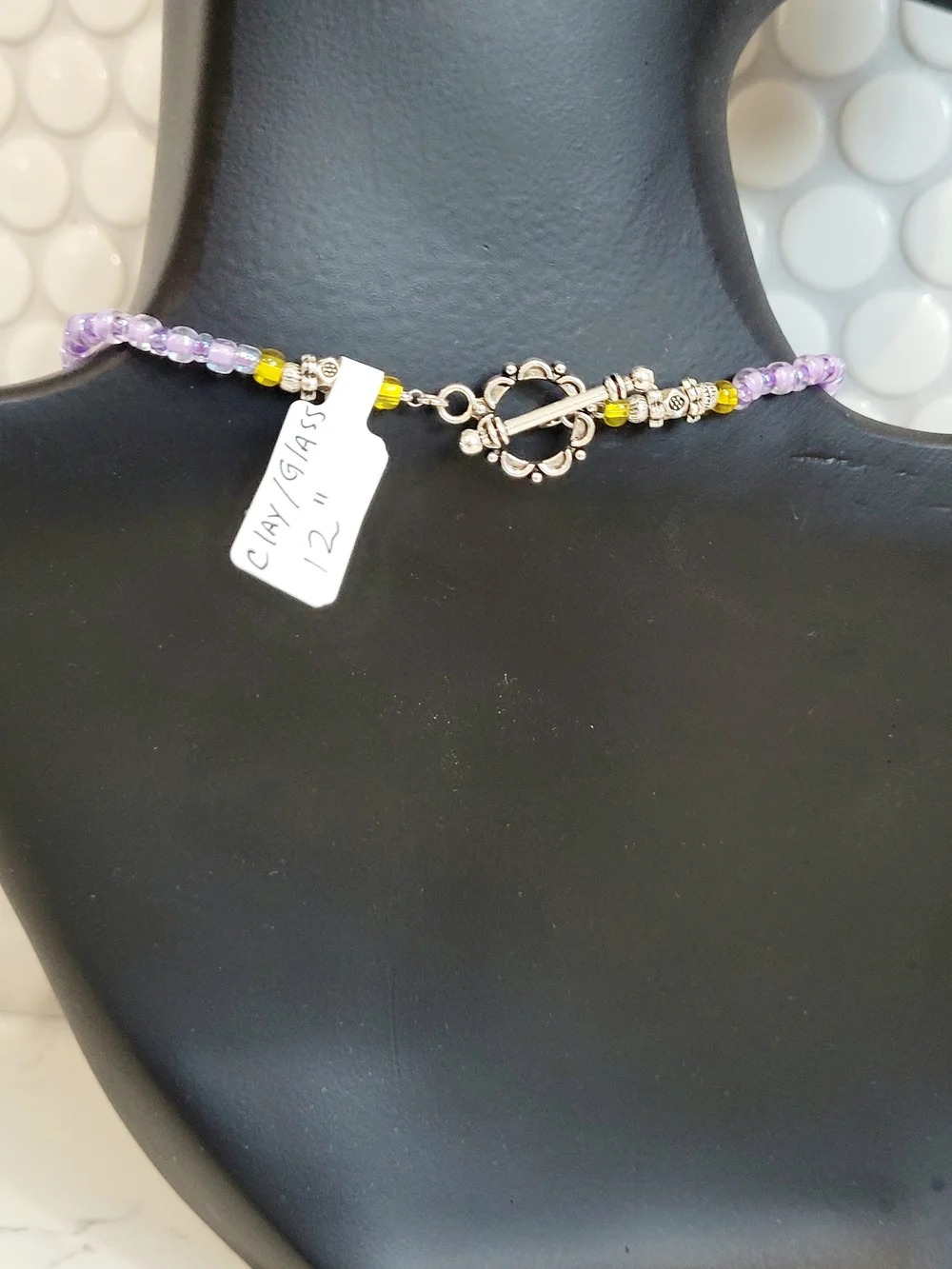 Hand Crafted Kids' Yellow and Purple Polymer Clay Flower Pendant Necklace - Picture 4 of 6